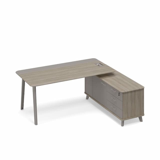 Стол комбинированный правый на тумбе (тип 1) Юнитекс ТМ М1 102 ВЛ ВЛ/МП МП вяз либерти (корпус, столешница, топ) / мокко премиум (фасад)