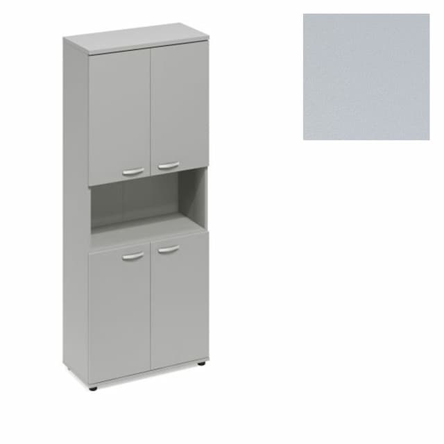 Шкаф для документов 4-дверный с открытой нишей Юнитекс А4 (78x36.4x193) А4 9374 СЕ серый