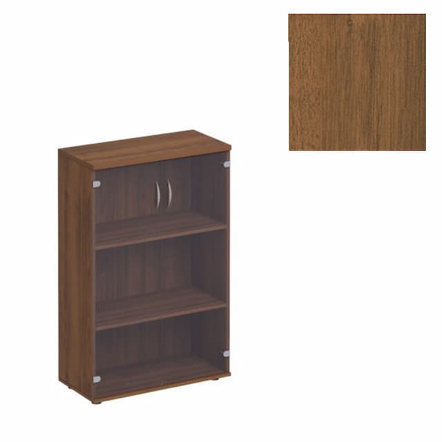 Шкаф для документов с прозрачным стеклом Юнитекс Комфорт К.366 ОФ (80x38x123) французский орех