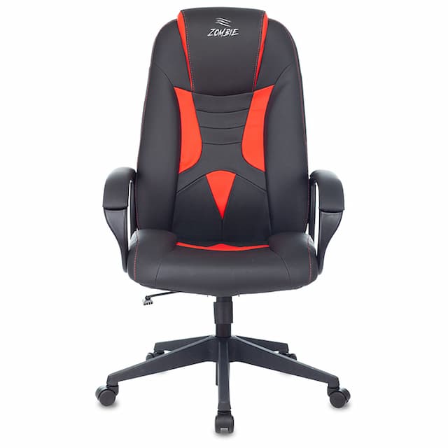 Кресло игровое Zombie 8 черный/красный эко.кожа крестов. пластик