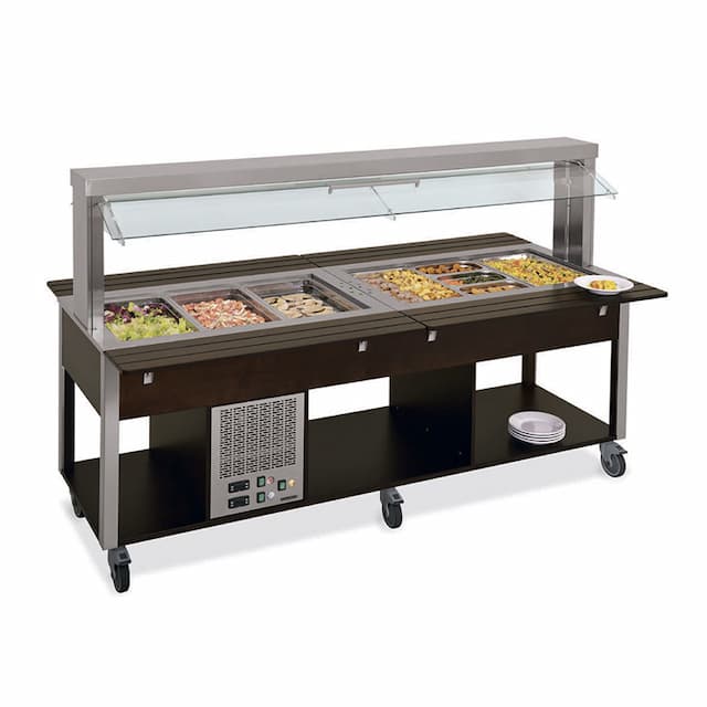 Стол Шведский комбинированный (защитное стекло подвижное) MetalCarrelli 6920.5F2M-RAL (цвет по RAL)